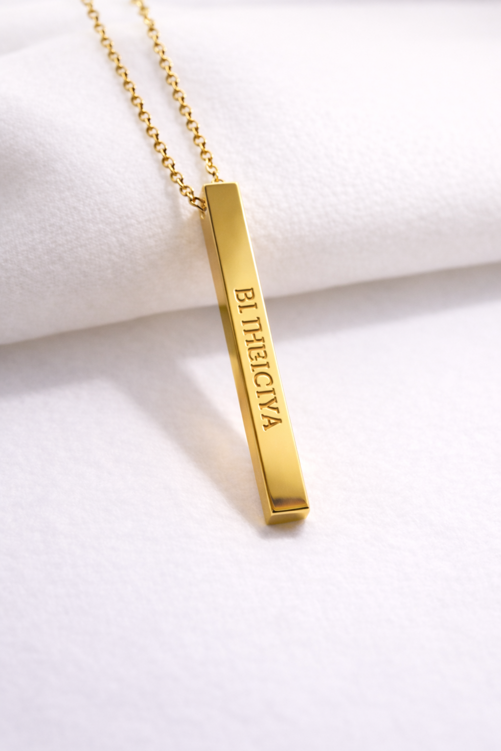 18 Karat Gold 3D Lakota Bar Necklace