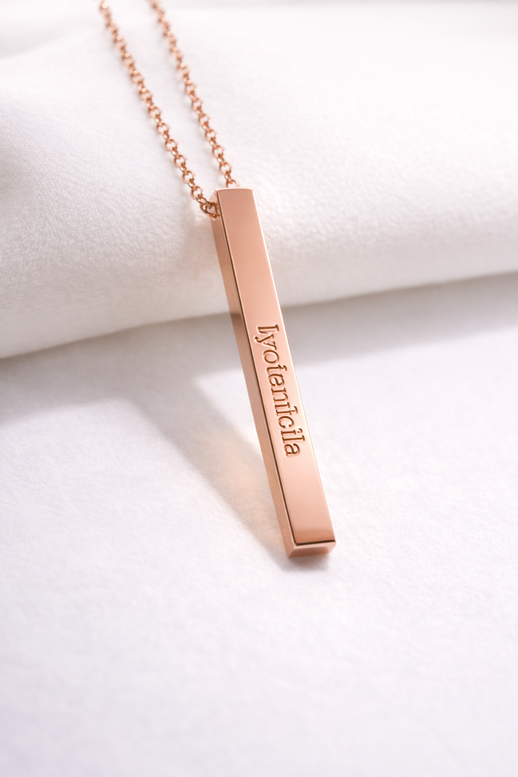 18 Karat Gold 3D Lakota Bar Necklace