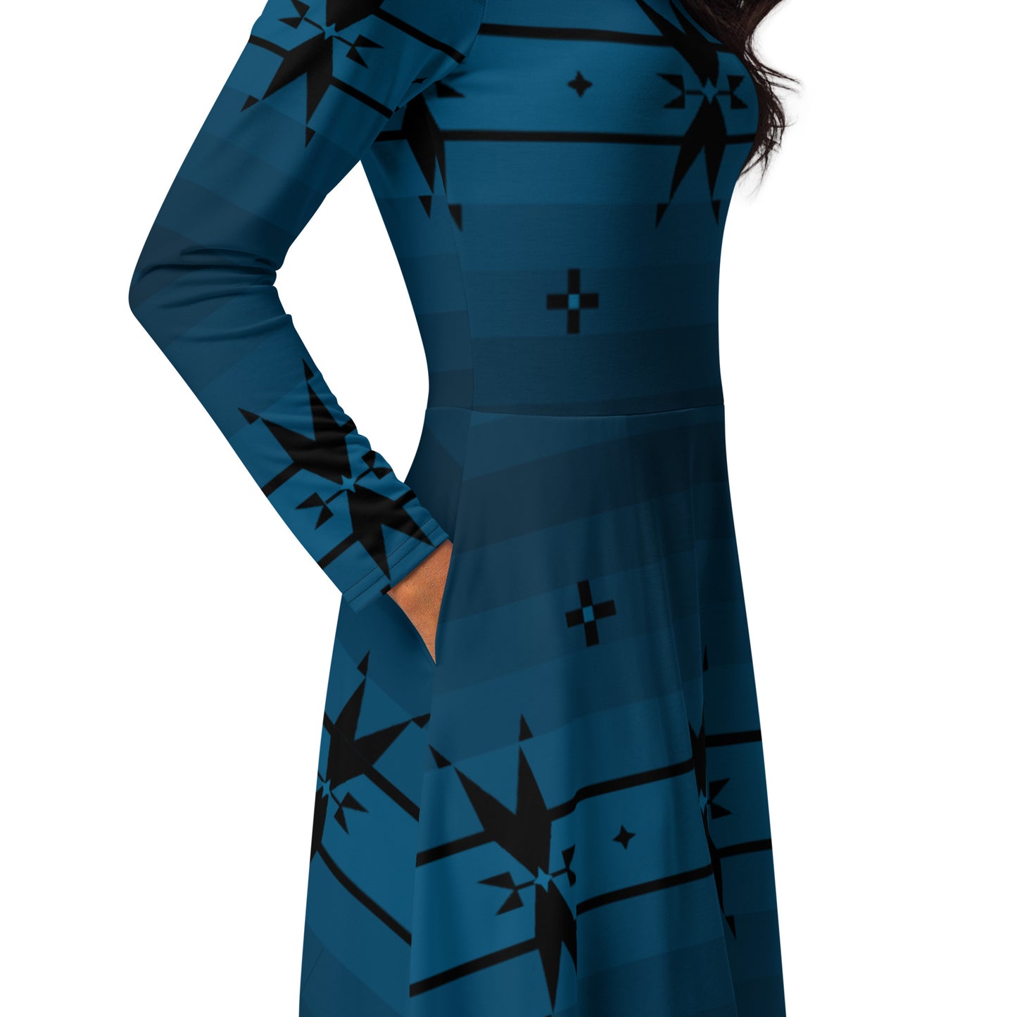 Blue Cho Snaz Long Sleeve Mid Dress