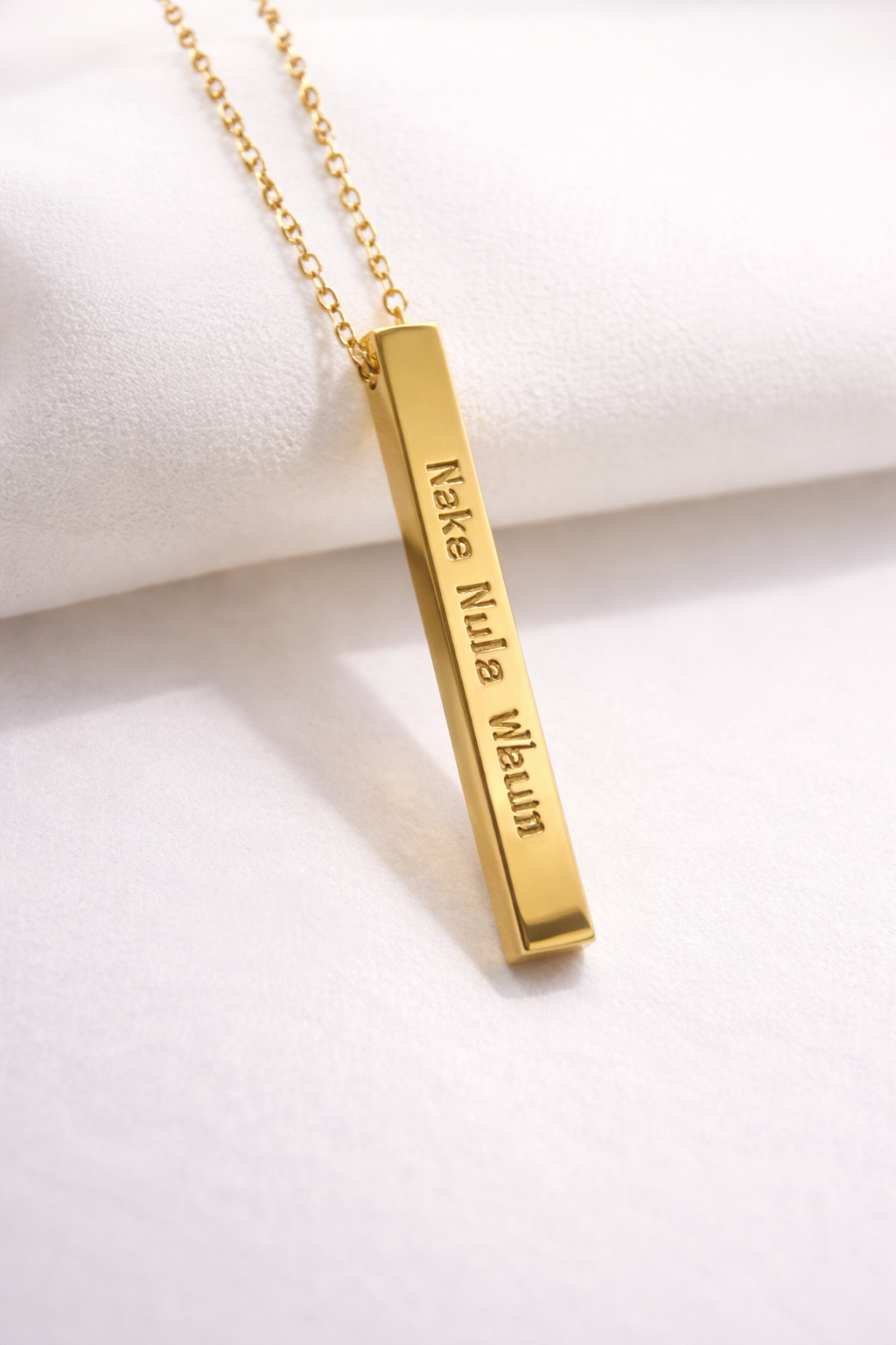 18 Karat Gold 3D Lakota Bar Necklace